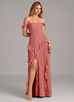 Azazie Sloane Bridesmaid Dresses Antique Rose A-Line Sweetheart Neckline Chiffon Dress image4
