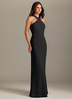 Azazie Doretta Bridesmaid Dresses Black Mermaid Pleated Chiffon Dress image3