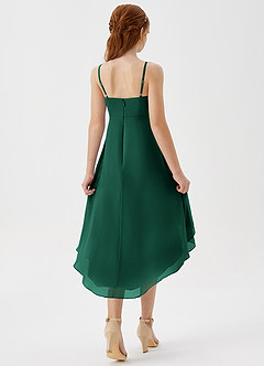 Azazie Mariam Junior Emerald A-Line Pleated Chiffon Dress image6