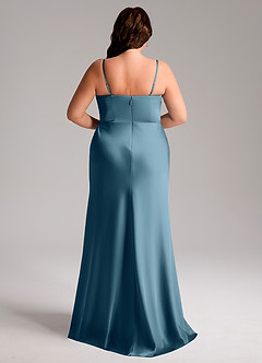 Azazie Lidia Abiti da Damigella Abito Sirena in Raso Elasticizzato Spacco Laterale Bermuda image2