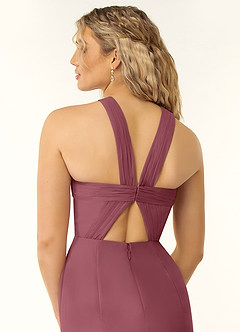 Azazie Rue Bridesmaid Dresses Desert Rose A-Line Halter Chiffon Dress image3