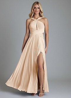Azazie Hosanna Bridesmaid Dresses White Alabaster A-Line Pleated Chiffon Dress image6