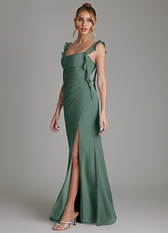 Azazie Jessamine Bridesmaid Dresses Sea Moss Mermaid Corset Chiffon Dress image5