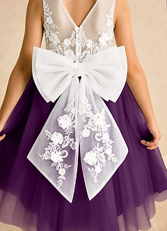 Azazie Lina Flower Girl Dresses Ivory Grape Ball-Gown Lace Dress image7