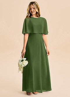 Azazie Maris Junior Abito A-Line in Chiffon Oliva image6