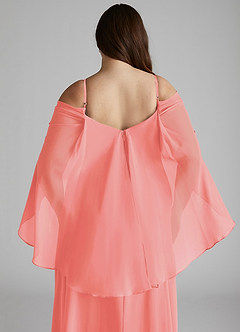 Azazie Cienna Bridesmaid Dresses Coral A-Line Off the Shoulder Chiffon Dress image12