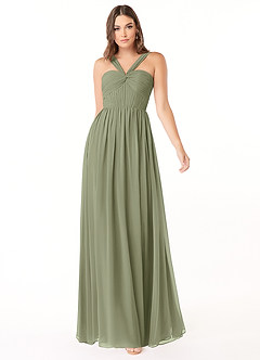 Azazie Dionne Bridesmaid Dresses Pistachio A-Line Corset Chiffon Dress image1