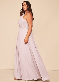 Azazie Ginger Bridesmaid Dresses Blushing Pink A-Line Halter Pleated Chiffon Dress image12