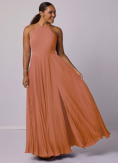 Barbie ♥ Azazie Vestidos de damas de honor Vestido de Mai Tai de Gasa de Corte en A con Plisado image9