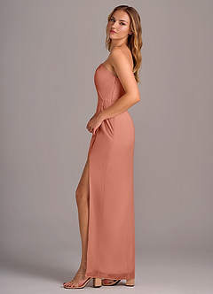 Azazie Tatianna Vestidos de damas de honor Vestido de Mai Tai de Gasa de Corte Recto con Hombro unilateral image5