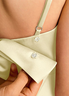 Azazie Joella Girls Formal Flower Girl Dresses Lemon Sorbet A-Line Pleated Stretch Satin Dress image5