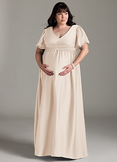 Azazie Verna Brautjungfernkleider für Schwangere A-Linie Gestreift Stretch-Satin Bodenlänge Kleid image13