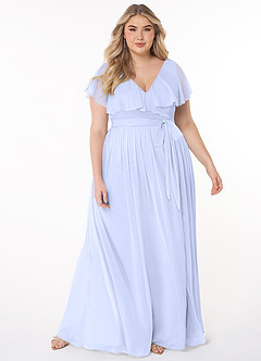 Azazie Jael Brautjungfernkleider A-Linie V-Hals Gittergewebe Kleid Lavendel image7