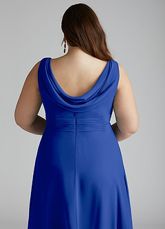 Azazie Karina Brautjungfernkleider A-Linie Plissee Chiffon Kleid Königsblau image10