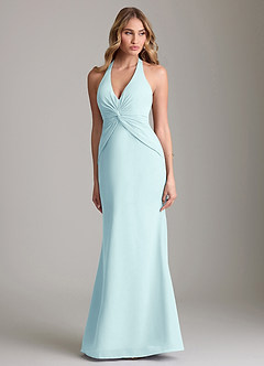 Azazie Valerie Bridesmaid Dresses Sea Glass Mermaid Pleated Chiffon Dress image1