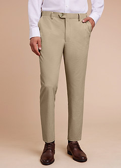 front Miles Tan Seersucker Dress Pants