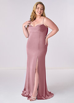 Barbie ♥ Azazie Brudtärnklänningar Klänning av Sjöjungfru i Stretch Satin Korsett Vintage Mauve image9
