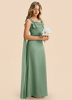 Azazie Chelsea Junior Matcha Sheath Pleated Stretch Satin Dress image6