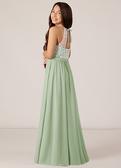 Azazie Fahari Junior Dusty Sage A-Line Lace Chiffon Dress image5