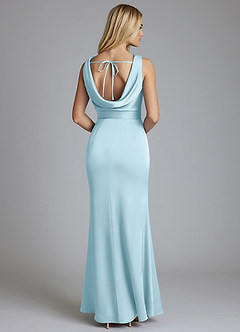 Azazie Tallie 신부 들러리 드레스 인어 주름진 스트레치 새틴 바닥 길이 드레스 image6