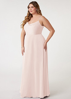 Azazie Daenerys Bridesmaid Dresses Rose Petal A-Line Cowl Chiffon Dress image12