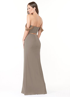 Azazie Lynnie Bridesmaid Dresses Taupe Mermaid Off the Shoulder Chiffon Convertible Dress image5