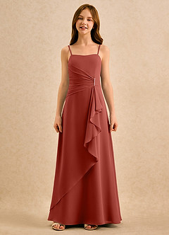 Azazie lolly Girls Formal Blumenmädchenkleider A-Linie Plissee Chiffon Kleid Terrakotta image4