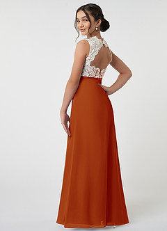 Azazie Rana Junior Paprika A-Line Lace Chiffon Dress image4