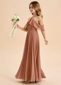 Azazie Tessabelle Junior Bronzer A-Line Off the Shoulder Chiffon Dress image3