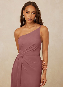 Christian Siriano Bridal for Azazie 1003 Bridesmaid Dresses Desert Rose Sheath One Shoulder Chiffon Dress image4
