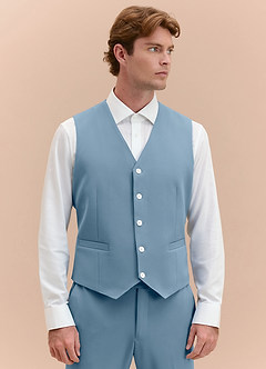 front James Light Blue Structured Stretch Suit Vest
