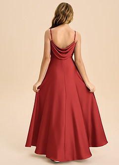 Azazie Bug Junior Robe Trapèze en Satin extensible Plissée Grenade image1