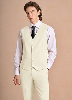 front James Ivory Structured Stretch Suit Vest