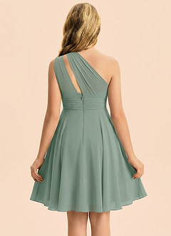 Azazie Charlize Junior Silver Sage A-Line Pleated Chiffon Dress image2