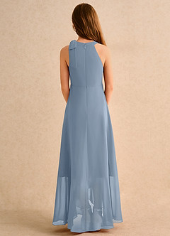 Azazie Boop Girls Formal Blumenmädchenkleider A-Linie Schleifen Chiffon Kleid Staubblau image2