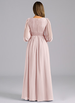 Azazie Palerma Bridesmaid Dresses Blushing Pink A-Line Long Sleeve Chiffon Dress image2