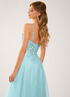 Calliem Blue Beading Lace Tulle Prom Dress image7