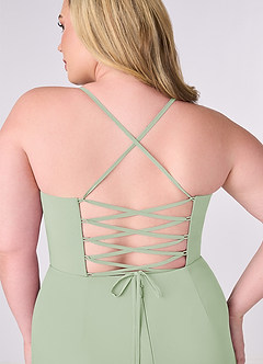 Barbie ♥ Azazie Bridesmaid Dresses Dusty Sage Sheath Corset Chiffon Dress image8