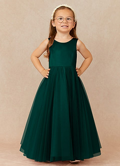 Azazie Muni Flower Girl Klänningar Klänning A-Line i Tyll Rosett image2
