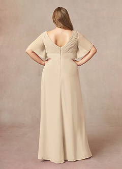 Azazie Alessa Mother of the Bride Dresses Champagne A-Line V-Neck Pleated Chiffon Dress image8