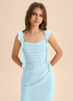 Azazie Jessamine Junior Cloud Blue Mermaid Sweetheart Neckline Chiffon Dress image7