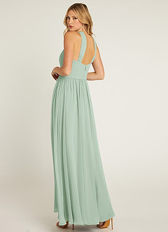 Azazie Jacey Bridesmaid Dresses Agave A-Line Pleated Chiffon Dress image4