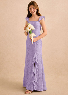 Azazie Novanlie Girls Formal Flower Girl Dresses Lilac Mermaid Bow Floral Burnout Dress image2