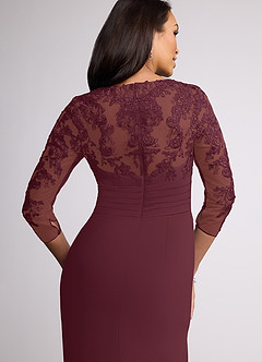 Azazie Joan Final Sale Cabernet Sheath V-Neck Lace Chiffon Dress image5