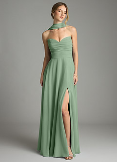 Azazie Ayla Abiti da Damigella Abito A-Line in Chiffon Scollo a Cuore Matcha image7