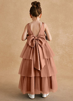 Azazie Megallie Robe Demoiselle D'honneur Fillette Robe Trapèze en Tulle Arc Bronze image5