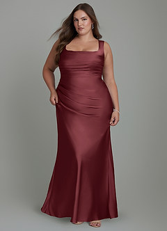 Azazie Agustina Bridesmaid Dresses Merlot Mermaid Corset Stretch Satin Dress image9