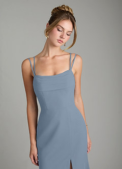 Azazie Egypt Bridesmaid Dresses Dusty Blue Sheath Sweetheart Neckline Chiffon Dress image3
