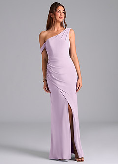 Azazie Madelyn Brautjungfernkleider Wandelbar Meerjungfrau-Linie Schulterfrei Chiffon Kleid Frostiges Flieder image1