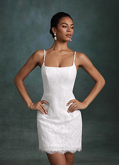 Azazie Bella Wedding Dresses Diamond White Sheath Tulle Dress image5
